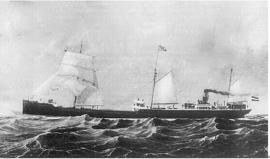 图3. 1886年,英国为德国建造的“GLUCKAUF”号机帆油轮。