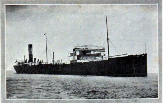 图4. 1913年,英国建造的蒸汽机油轮“SAN FRATERNO”号。